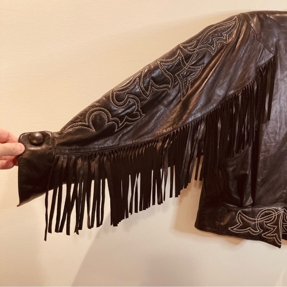 CLAUDE  MONTANA Sz 40 Fall/Winter 1984 Lambskin Leather Western Fringe Jacket - Picture 4 of 16